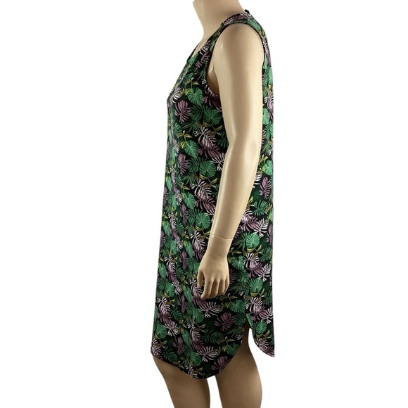 Cynthia Rowley Tropical Print Tank Dress 1X Green Purple Leaves - Picture 4 of 7